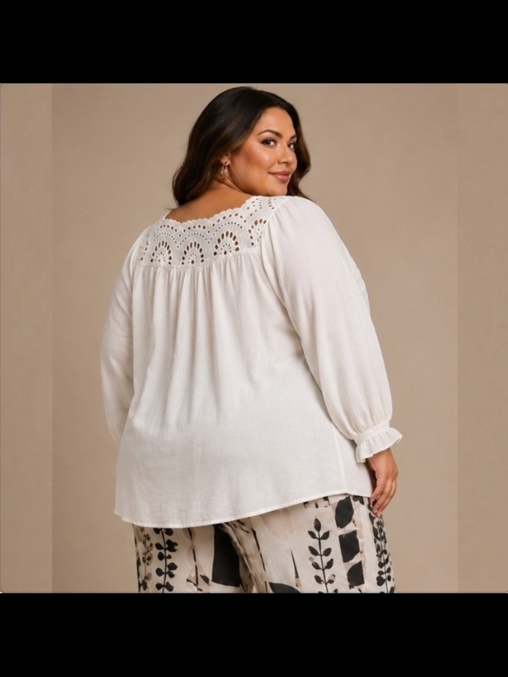 Lauren Conrad | Ivory Cottagecore Eyelet Peasant Square Neck Blouse | S 3X | NWT - Picture 2 of 10